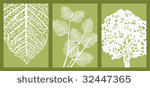 silhouettes of leaf  branch and ...