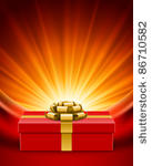 gift box with ribbon on curtain ...