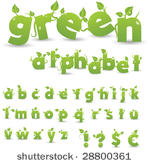 vector green floral alphabet