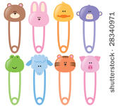 baby animal safety pins set 1