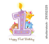 happy first birthday candle and ...