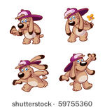 cute brown dog vector set