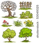 cartoon trees flowers bushes...