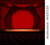 stage with red curtain vector...