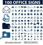 100 office signs. vector