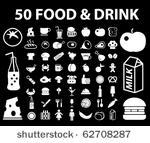 50 food   drink signs. vector