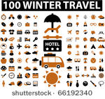 100 winter travel signs. vector