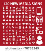 120 new media icons  signs ...