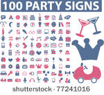 100 party icons  signs  vector...
