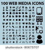 100 web media icons  vector