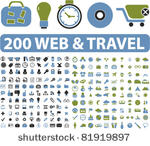 200 web   travel icons  signs ...