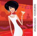 sexy retro woman in night club. ...