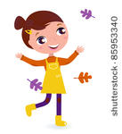 adorable running girl with...