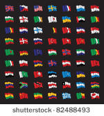 a bunch of world flags