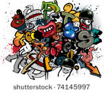 graffiti elements on white...