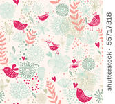birds in flowers. romantic...