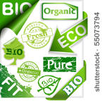 set of organic and bio stickers ...