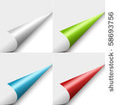 set of four color curled corners
