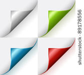 set of four color curled corners