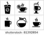 vector black coffee icons set....