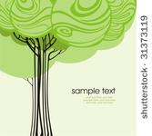 card design with stylized trees ...