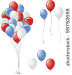 red white blue balloon vector...