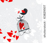 vector cute bird singing