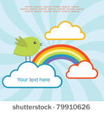rainbow and bird card design ...