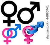 male and female signs isolated...