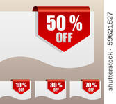 red discount labels bent around ...