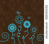 floral background with cartoon...