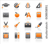 education orange and gray icons ...