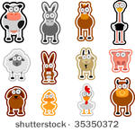 cartoon farm animals set