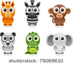vector jungle animals cartoon...