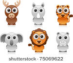 vector jungle animals cartoon...