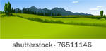 green landscape with mountains