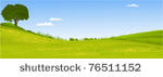 green landscape with lonely tree