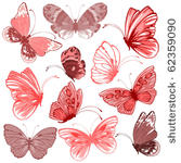 set of butterflies