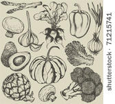 hand drawn set vegetables