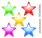 five beautiful stars.  vector.