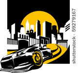 black sports car ready to start ...