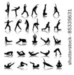 silhouettes of girl stretching...