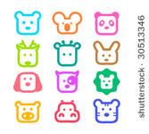 colorful and cute animal faces. ...