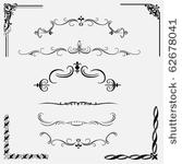 set of swirl floral ornaments