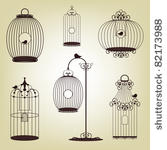 set of vintage bird cages