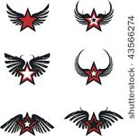 winged star set in vector...