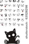 black cat cartoon set in vector ...