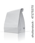 white paper bag  packed lunch...