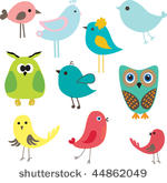 set of different cute birds.