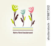 floral card with abstract tulips